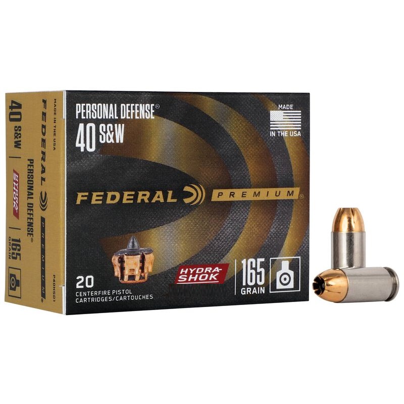 Federal 40s&w - Hydra Shok - 165 gr - Jacketed Hollow Point - 20 Cartridges in a Box
